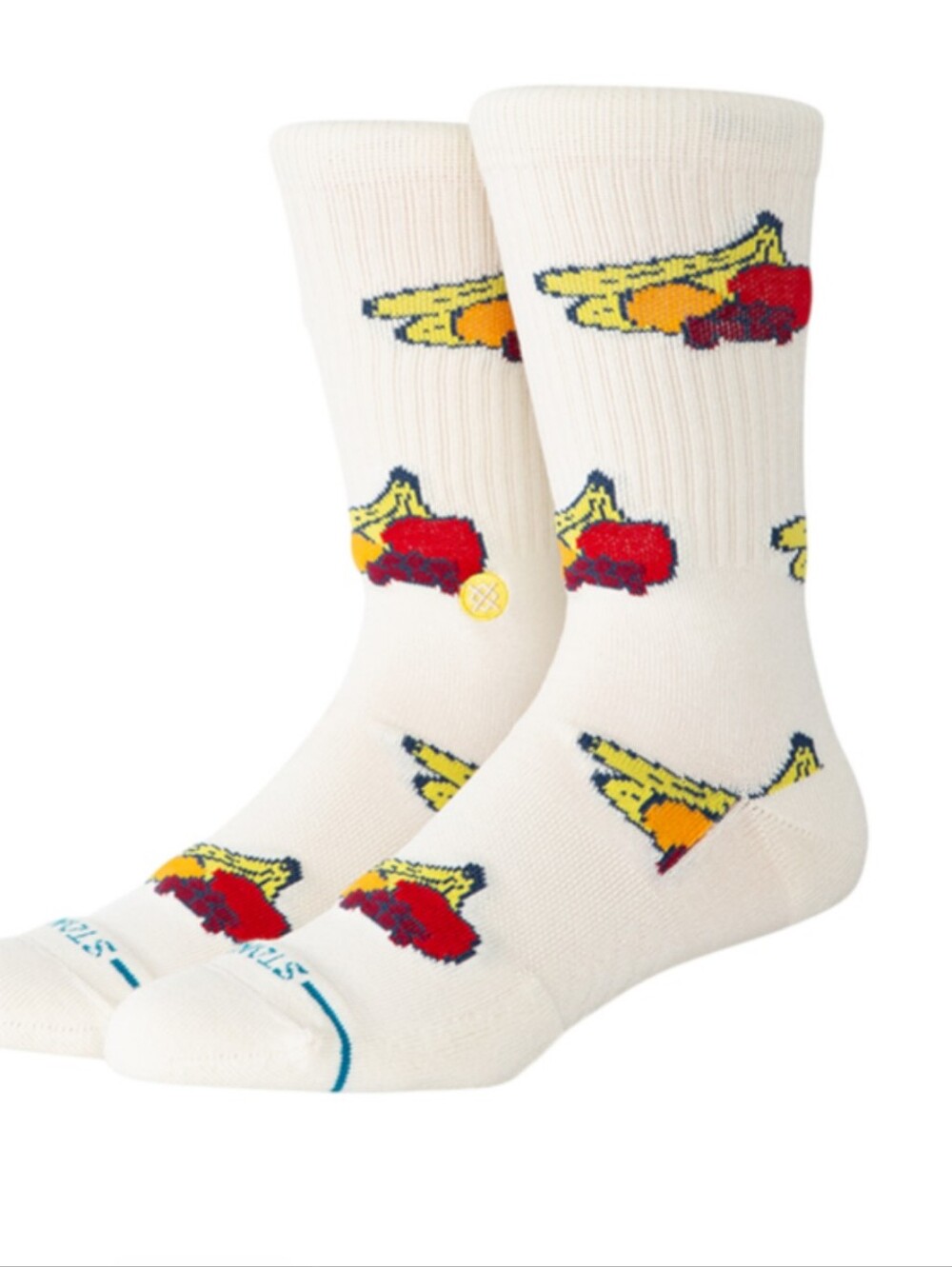 Stance Cream Crew Socks with Red and Yellow Fruit Motif